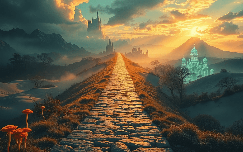 Epic fantasy adventure scene